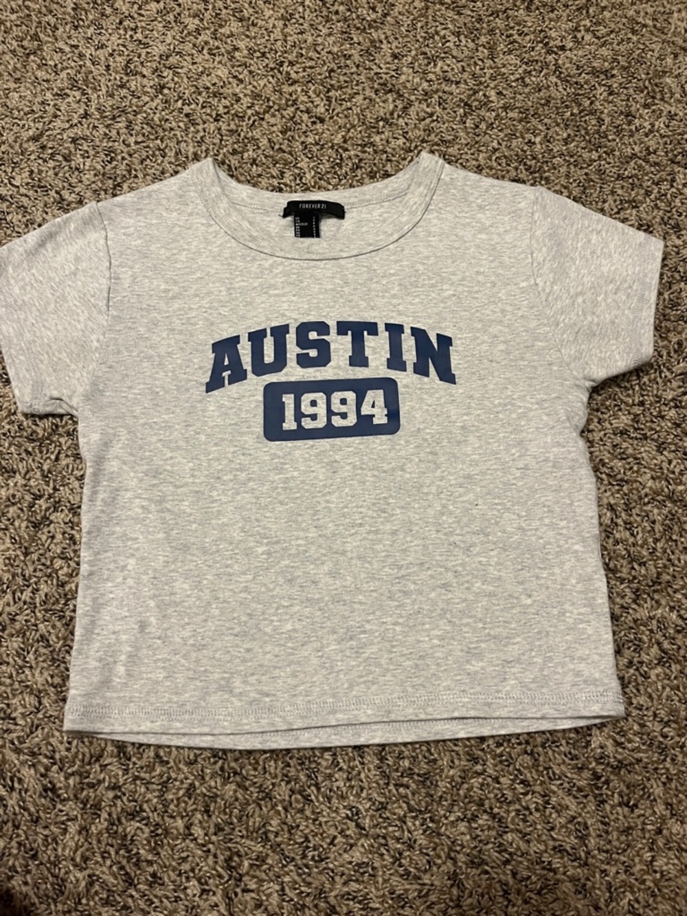 Forever 21 Women’s Light Gray Tee with Navy Austin 1994 Graphic